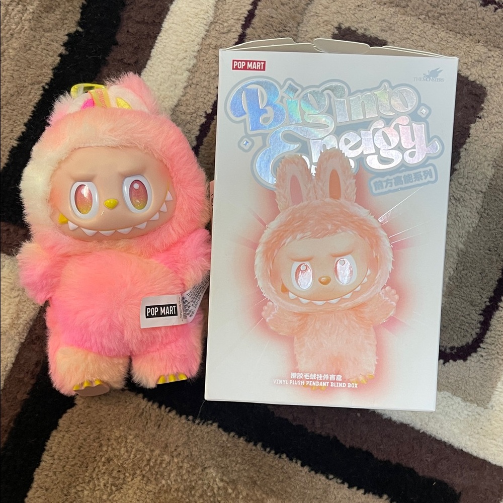 Labubu Pink Furry Bunny Plush Toy
